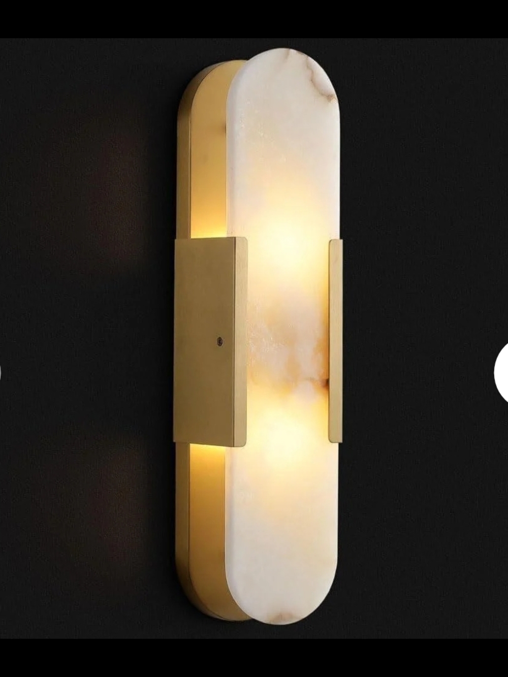 Modern Marble & Brass Wall Sconce - White Marble